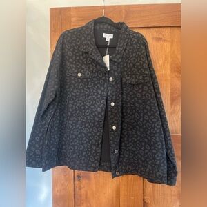 Mud Pie Black Animal Print Jean Jacket